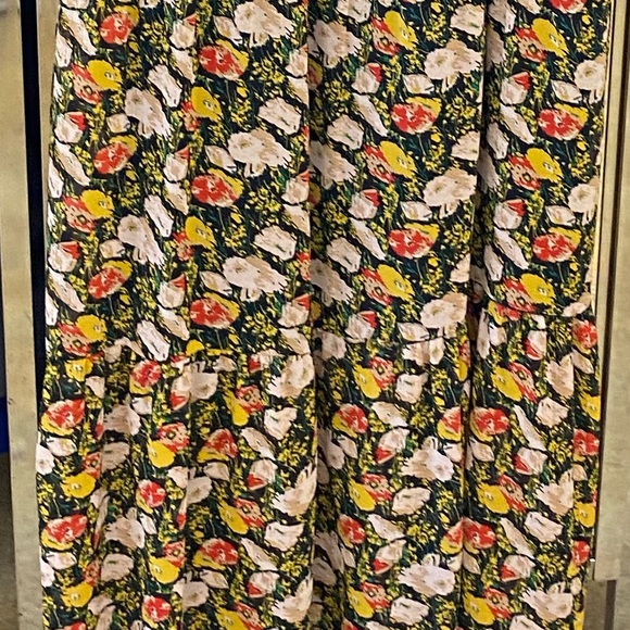 J. Crew Mercantile Spaghetti Straps Chiffon Tiered Maxi Dress Floral Sz L - Picture 7 of 13